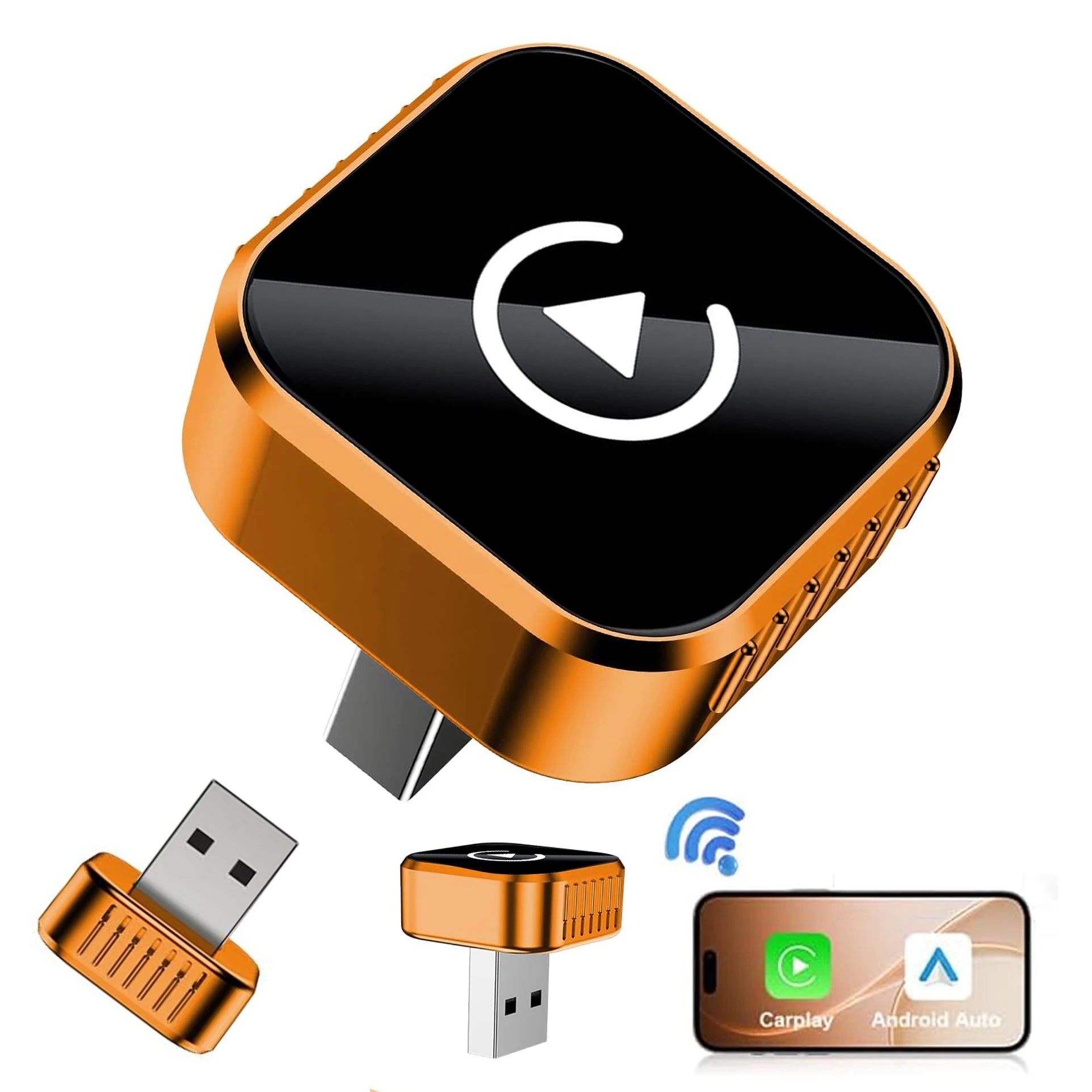 Wireless CarPlay Adapter, CarPlay & Android Auto Wireless Dongle, 5GHz WiFi, Plug & Play, for Factory Wired CarPlay Cars