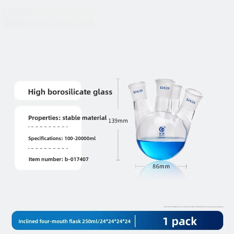 4 Neck Round Bottom Flask 100/150/250/500/1000/2000/5000ml Reaction Bottle Lab Glassware
