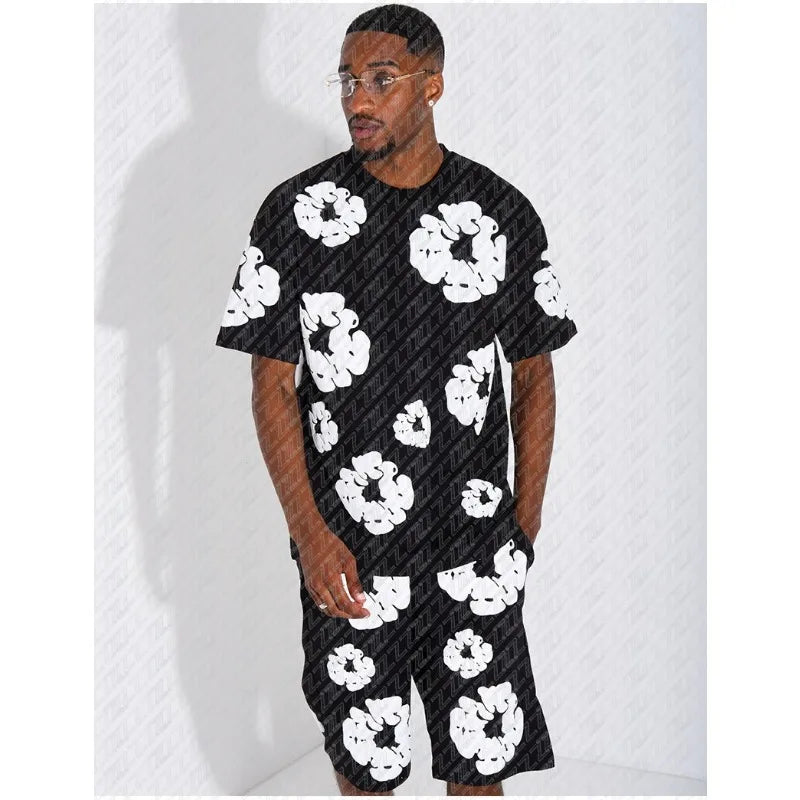 Popular Cultural Clothing, Men's T-shirt Sets, Floral Printed Clothing, A Must-have for Men, Hot Selling, Limited Edition Sales