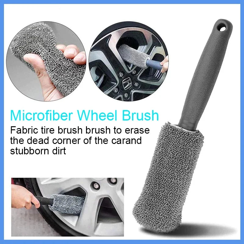 Car Wash Cleaning Set 9pcs Microfiber Towels Blush Sponge Wash Glove Polish Care Applicator Pads Auto Detailing Washing Tools