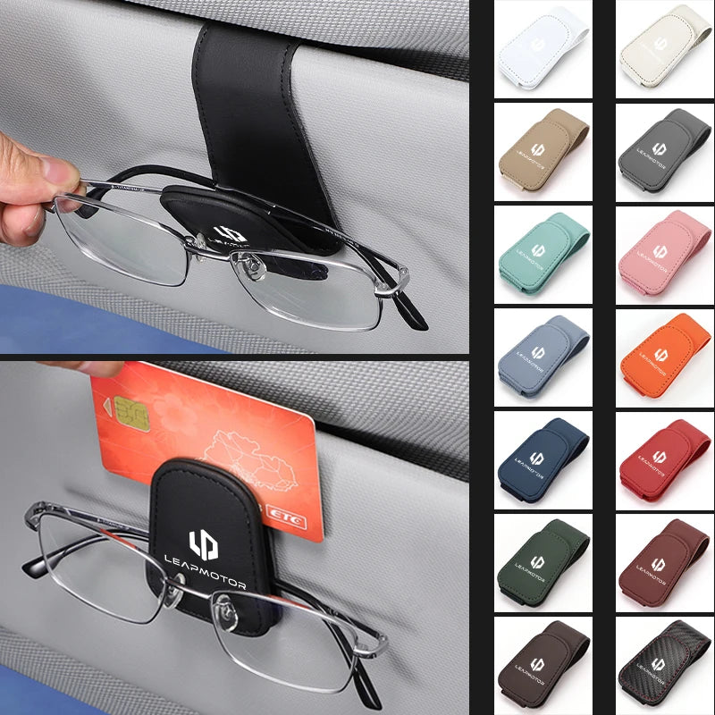 Car Sun Visor Eyeglass Hanger Leather Storage Holder Clip For Leapmotor Reev 2021 2022 2023 2023 LP Leap T03 S01 C11 C01