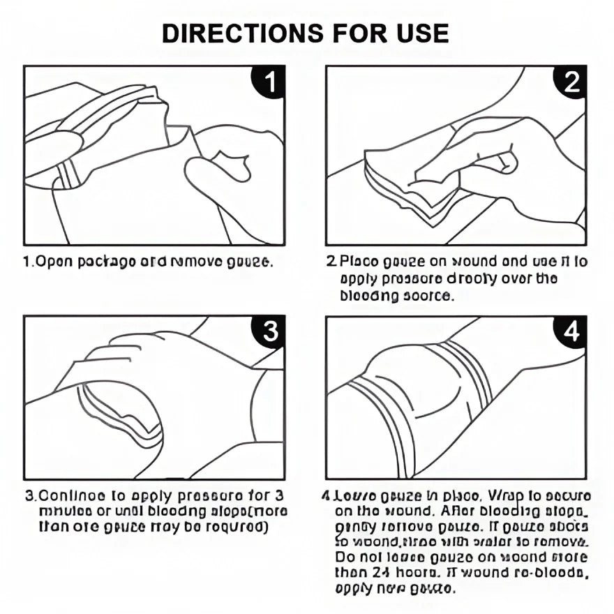 Kaolin Hemostatic Gauze-Z-Fold Emergency Trauma Dressing for Combat/IFAK/Tactical First Aid, Soluble Wound Dressing