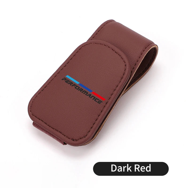For BMW Car Leather Glasses Clip Sunglasses Holder with Hidden Card Slot 1 3 5 Series X1 X3 X4 X5 X7 G20 G38 F20 F39 F48 E46