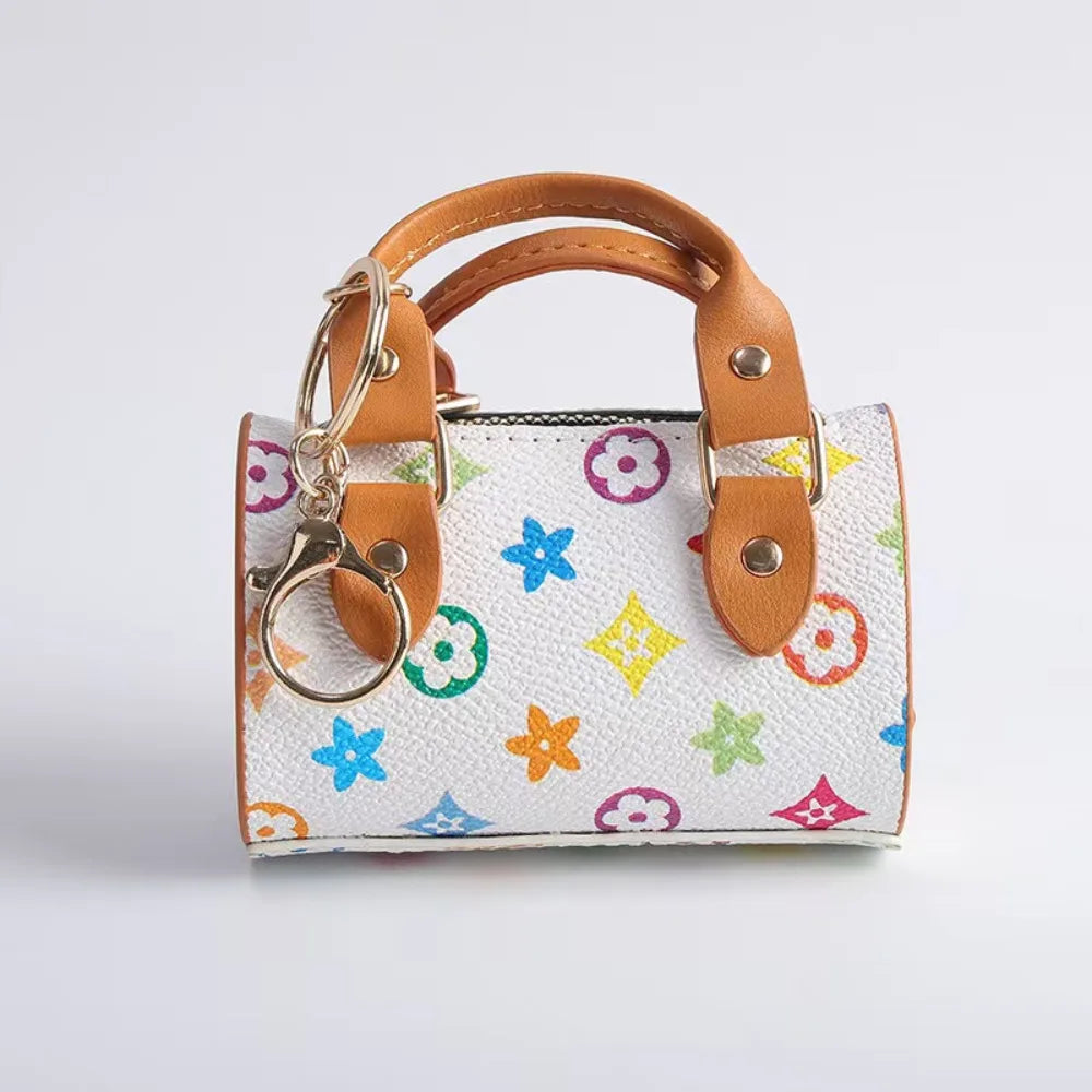 European Cute Mini Personalized Earphone Bag Old Flower Mini Bag French Stick Bag Keychain Pendant Bag Accessories
