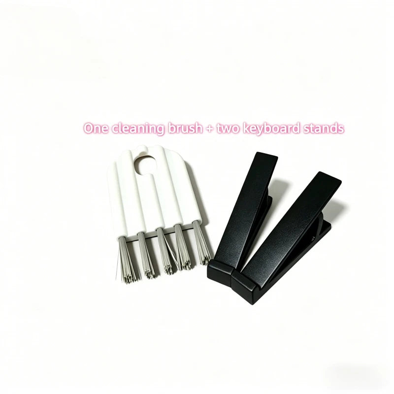 2Pcs Keyboard Riser Stand + Keyboard Cleaning Brush Set, Adjustable Tilt Holder for Office Home Daily Use