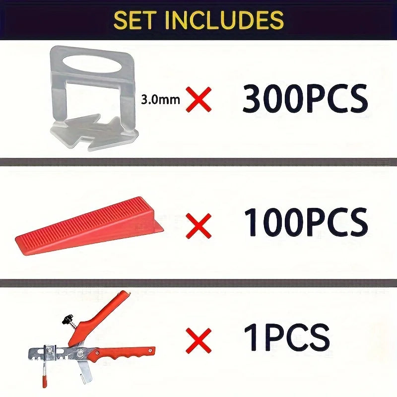 270Pcs Clips and 90Pcs Plastic Tile Leveling System with 1 Pliers Tool (Also Available as Individual Accessories) - Reusable Wedges, Professional Spacing and Alignment Kit, for Ceramic Floor and Wall Tile Installation