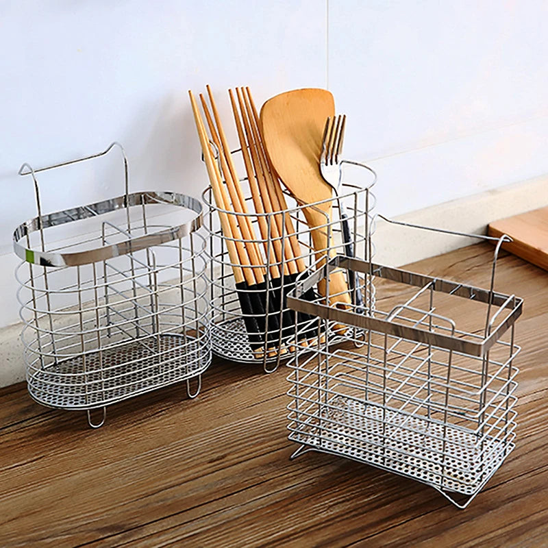 Suspension Type Household Stainless Steel Kitchen Cutlery Holder Drainer For Chopstick Forks Spoons Storage Organizer Ware Racks