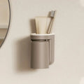 Innovative No Drill Wall Mounted Light Luxury Toothbrush Mouthwash Cup Storage Rack Couple Bathroom Organizer