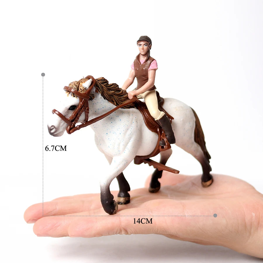 Realistic Equestrian Rider Horse with Saddle and Bridle Riding Playset Model Figures Decoration Educational Toys for Kids