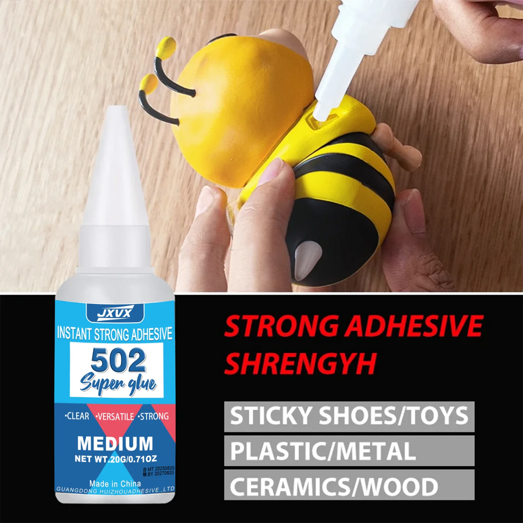 JXVX 1-15 PCs Super glue 502 High Strength Quick-drying Cyanoacrylate Transparent  Waterproof Adhesive for leather, rubber, wood, Metal High Strength Liquid glue Tool With Precision Distributor 0.7oz.