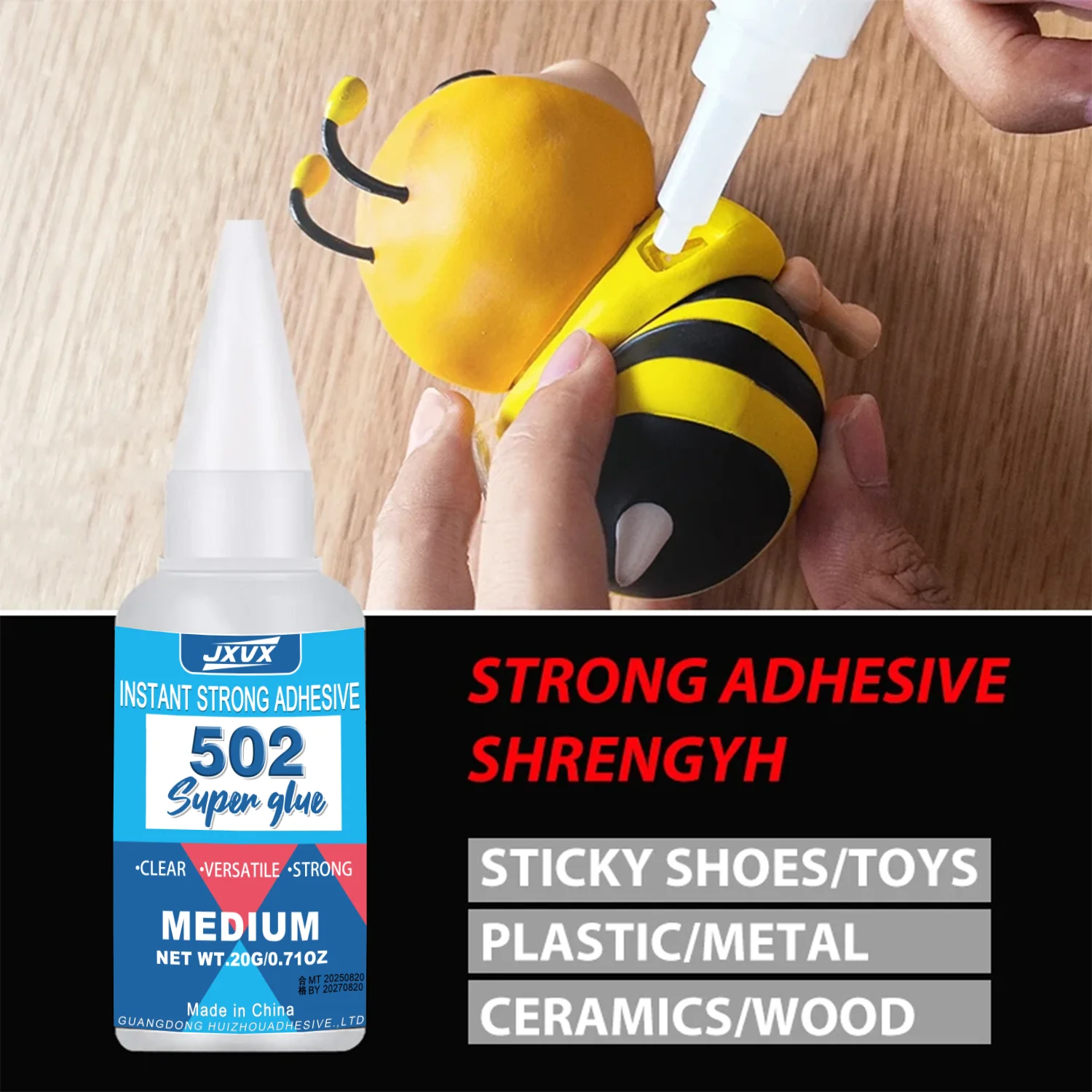 JXVX 1-15 PCs Super glue 502 High Strength Quick-drying Cyanoacrylate Transparent  Waterproof Adhesive for leather, rubber, wood, Metal High Strength Liquid glue Tool With Precision Distributor 0.7oz.