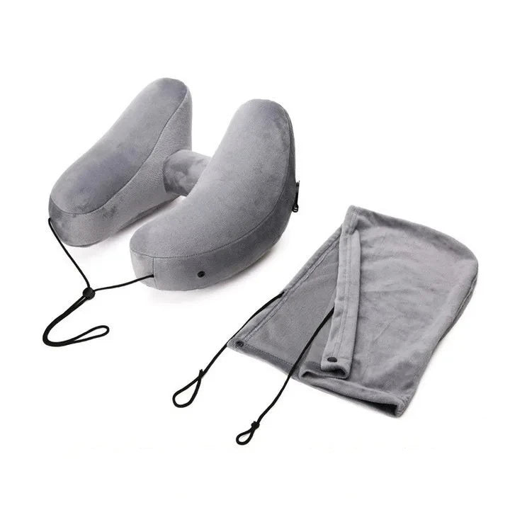 Neck Pillow Travel U-shaped Inflatable H Shape  Multitool Hooded Nap Pillow Outdoor Car Long-Distance Aircraft Neck Pillow