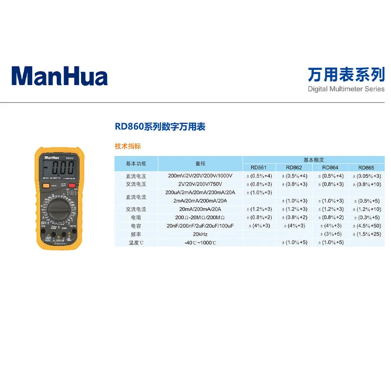Digital Multimeter RD862 DC AC Voltage Diode Freguency Multifunction Volt Test Professional Current Voltmeter Ammeter Meter