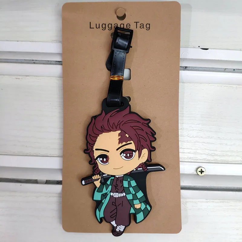 Anime Demon Slayer Luggage Tag Travel Portable Baggage Boarding Label Silica Gel ID Addres Holder Luggage Individuality Tags