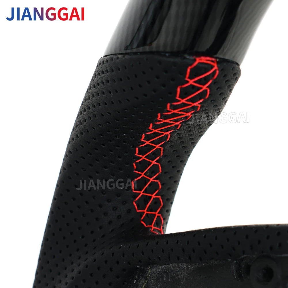 Hydro-Dip Carbon Fiber Steering Wheel For Honda Civic Gen 10th Type R FC FK8 2016-2021 Steering Wheel Perforated Leather