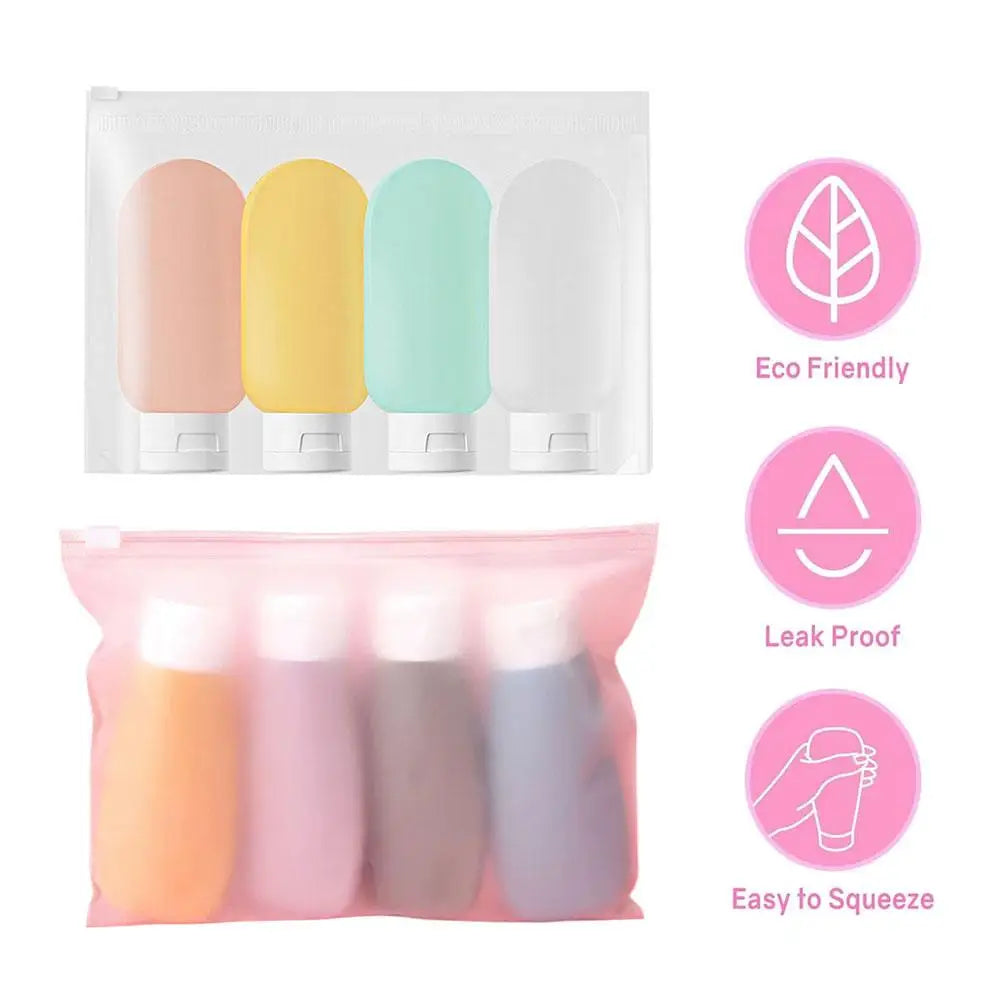 Fashion New Portable Travel Shampoo Bottle 4Pcs Set Refillable Bottle 60ml Soft Lotion Container Squeeze Tube Empty Bottle