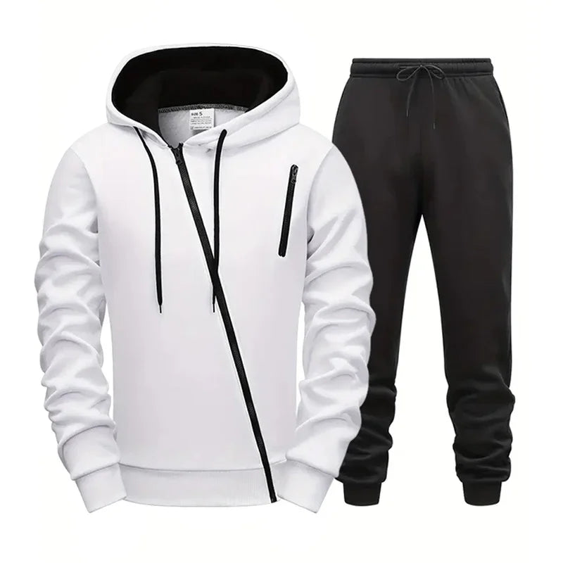 Men's Jacket Tracksuit Solid Color Casual Zipper Sweatshirts Coat Sports Jogging Hoodie Clothing Autumn Winter Single Tops Pants