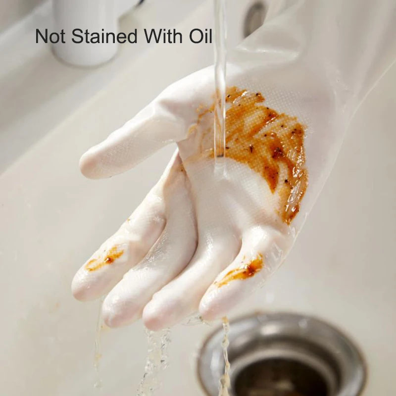 White Nitrile Gloves Extended And Durable Gloves For Kitchen Washing Waterproof Household Cleaning Tools Home Accessories