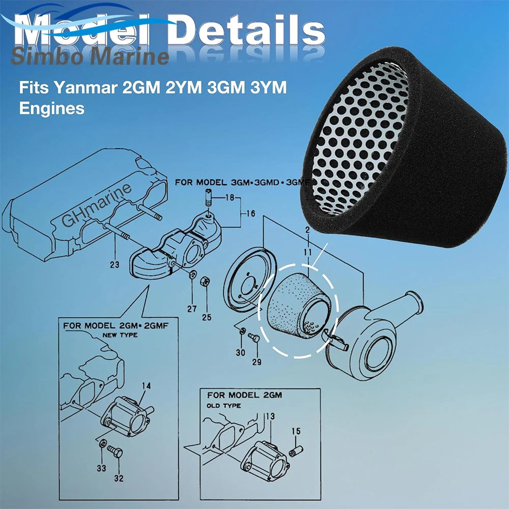 128270-12540 128377-12530 Air Filter Element Cleaner For Yanmar Marine 2GM 2GMF 2GM20 3GM 3GM30 2YM 3YM Sierra 18-57703