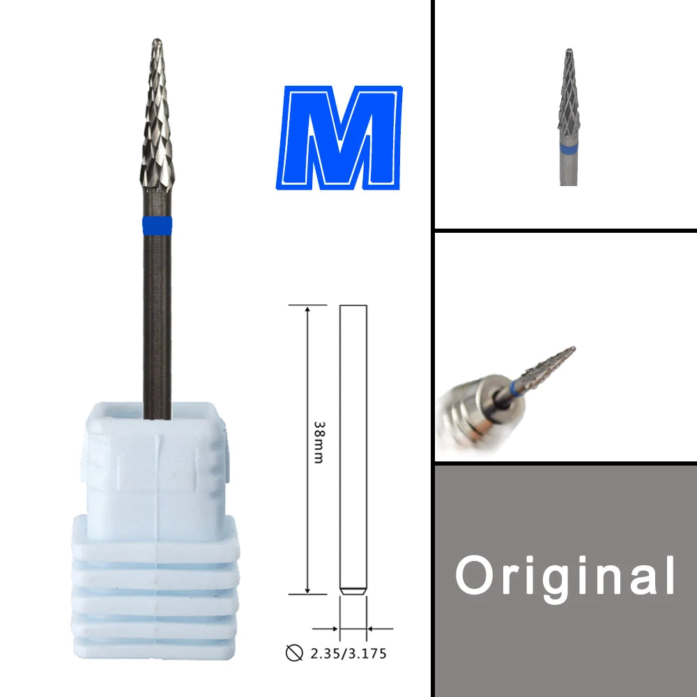 RolinStar Dental&Nail 9 type with Spiral Cut powder Carbide Burr nail drill bit cuticle clean