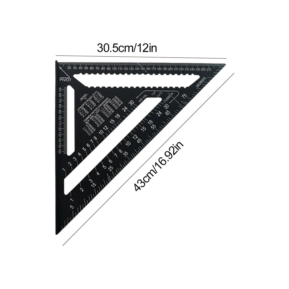 7/12 Inch Triangle Ruler High Precision Speed Square Angle Protractor 90° Triangle Carpenter Square Ruler Carpenter Tools