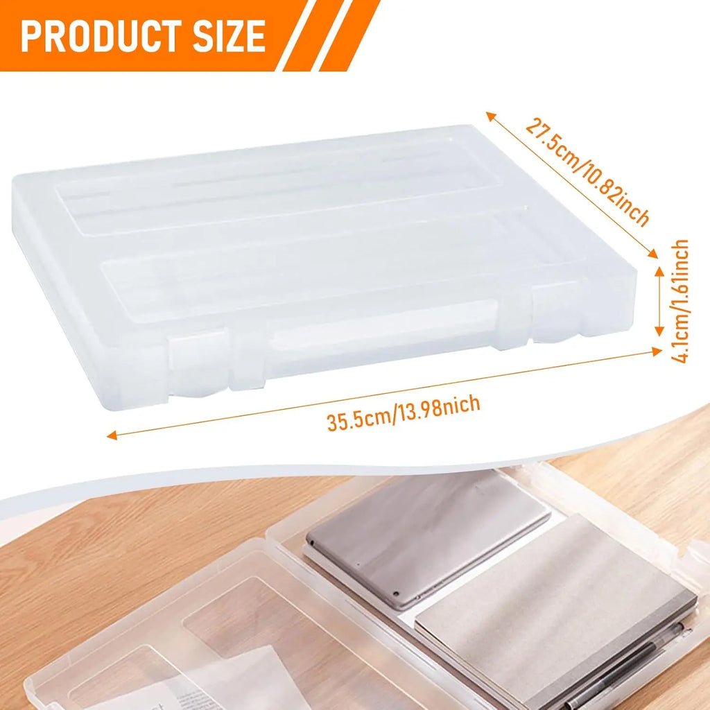 Portable Project Box with Handle – Transparent File Storage Container (8.5 x 11 Inches / A4 Size) – Scrapbooking Organizer