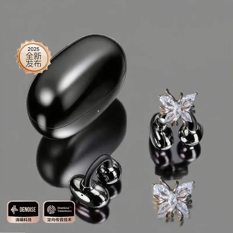 OWS Bluetooth Earphones with Butterfly Earrings Open Wireless High Sound Quality Wearing Comfortable Long Battery Life Headsets