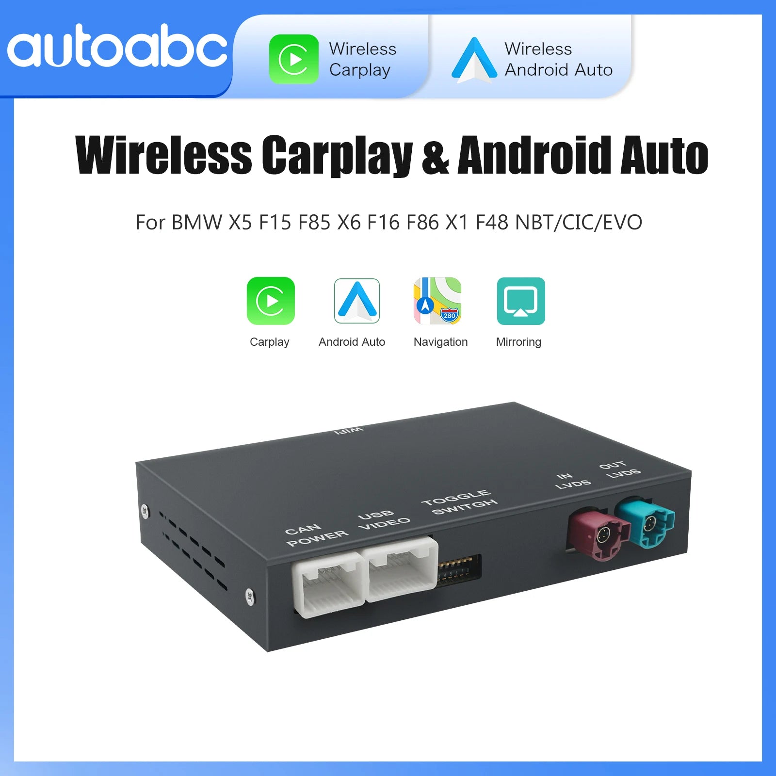 Wireless CarPlay Android Auto for BMW X6 E71 X5 E70 F15 EVO BNT CIC System with AirPlay Functions Support Reversing camera