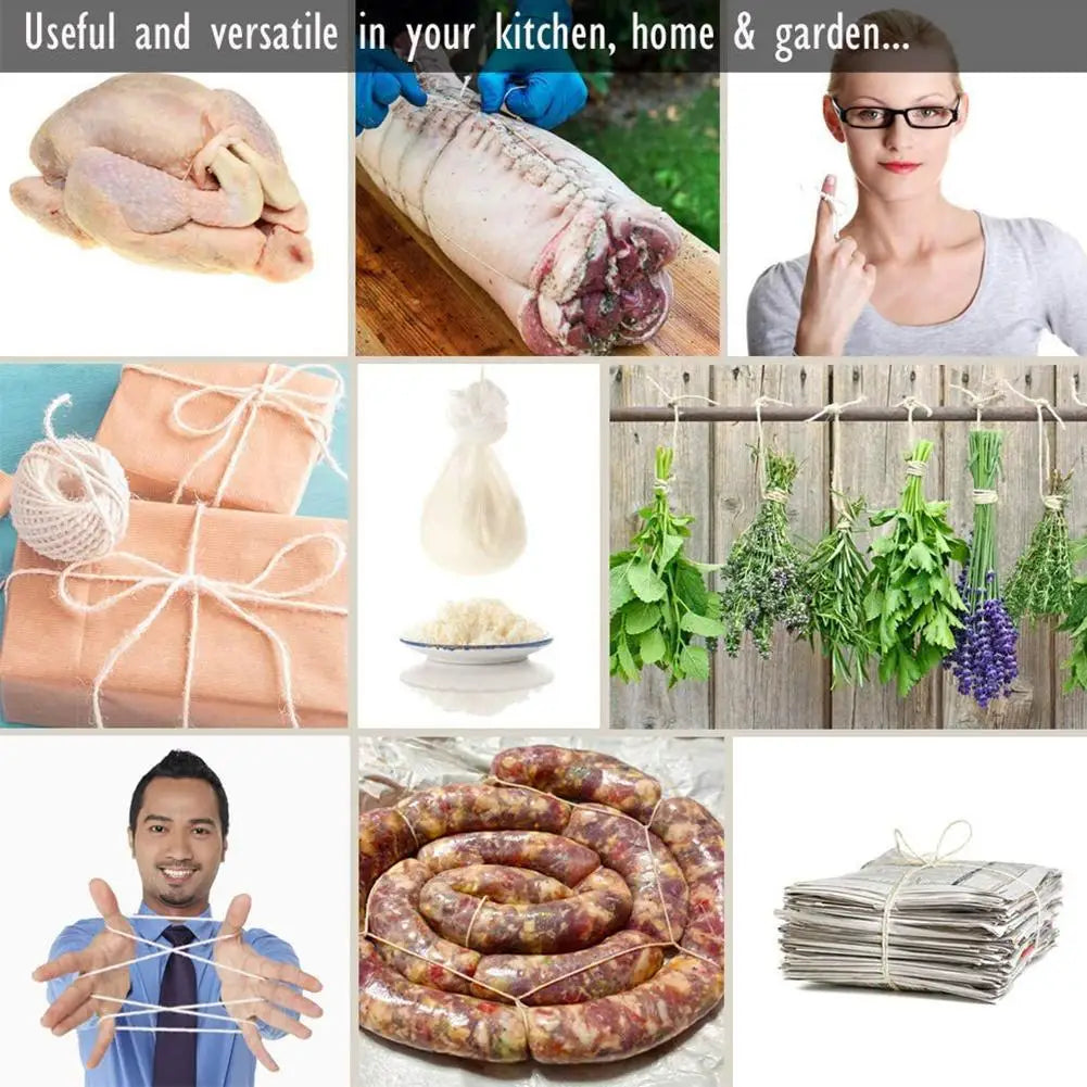 1/2 Roll Cooking Tools Butcher's Cotton Twine Meat Prep Trussing Turkey Barbecue String Meat Sausage Tie Rope Meat Prep Trussing