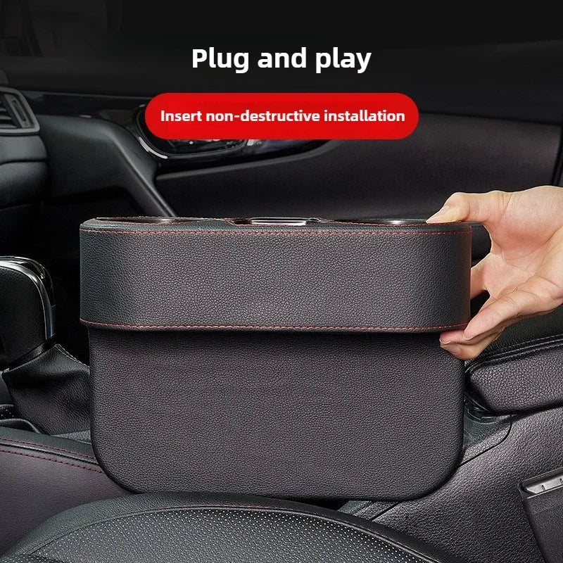 Car Leather Cup Holder Tray Side Pocket Vehicle for Benz BMW Genesis Sorento Santa Fe Palisade Grandeur Gap Car Cup Holder