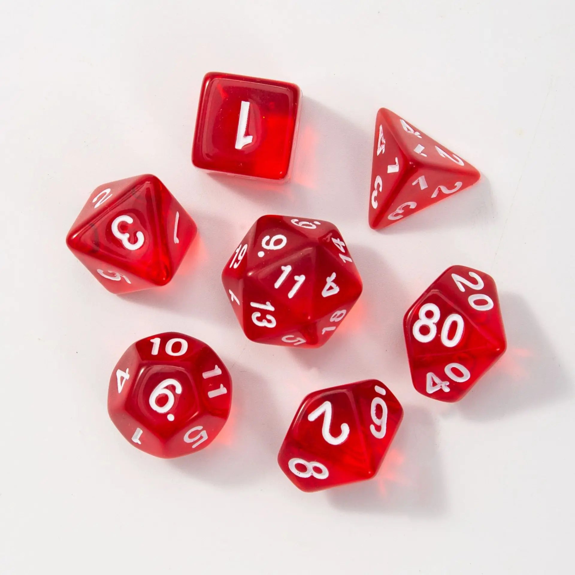 7Pcs/set Transparent Dice Polyhedral Dice Set for Dnd Tpg Trpg Cthulhu D20 D12 D10 D8 D6 D4 Table Board Games Number Dice Kit