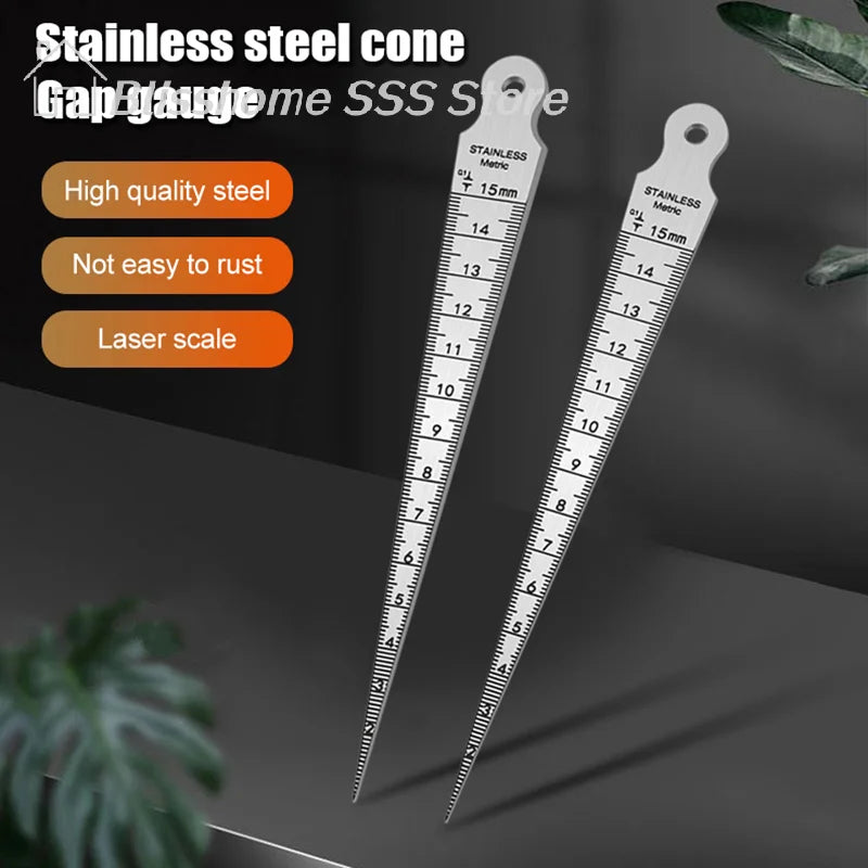 【S】High 1/2mm Stainless Steel Taper Gauge Feeler Inner Diameter Ruler Hole Measuring Tool For Taper Aperture Scale