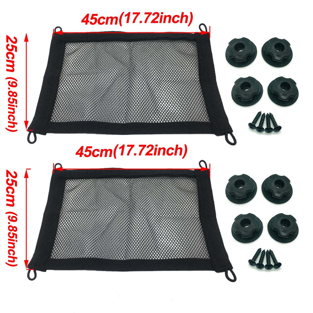 Stretchable Small Cargo Net Pocket Storage Mesh Net Elastic with Mounting Screws and Hooks for RV Truck Car SUV Boats