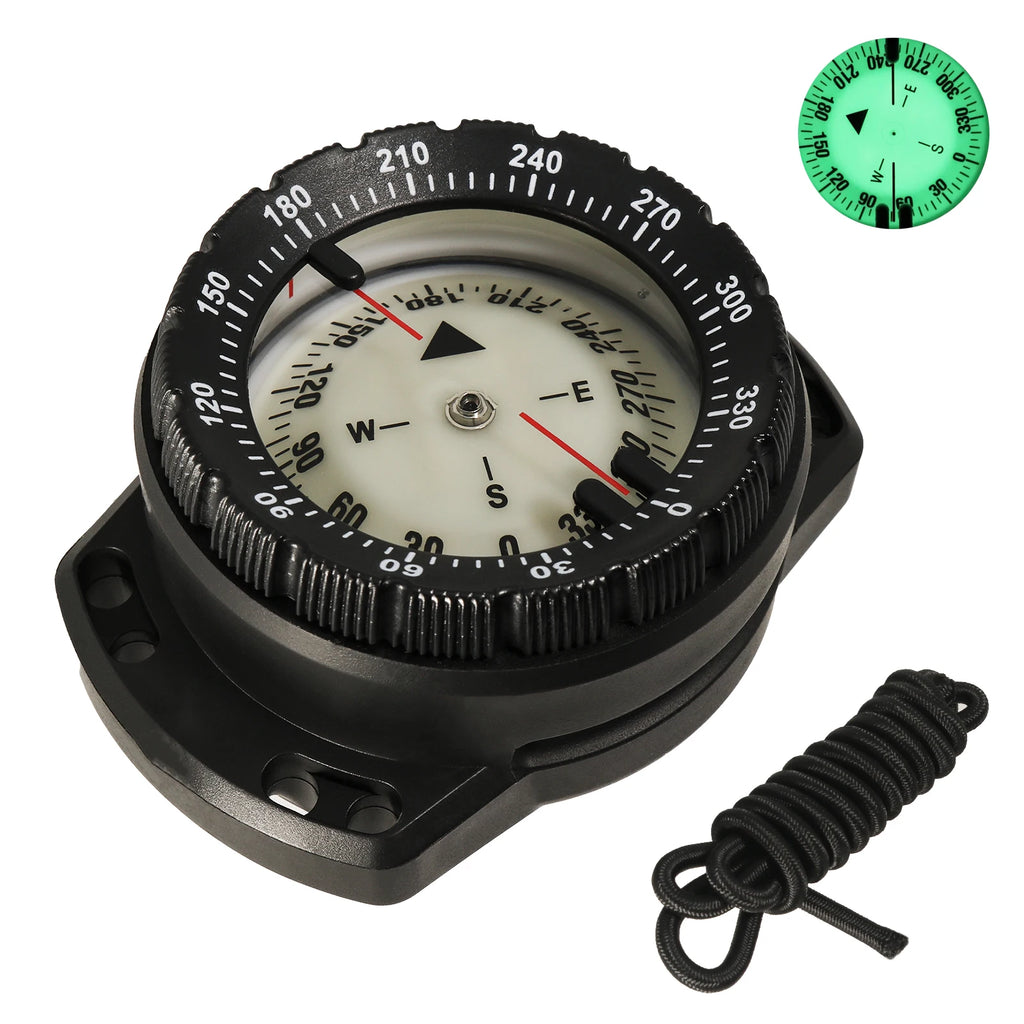 Digital Scuba Diving Compass 50m Waterproof Navigator, Professional Luminous LED Wrist Watch with Balanced Design for Snorkeling