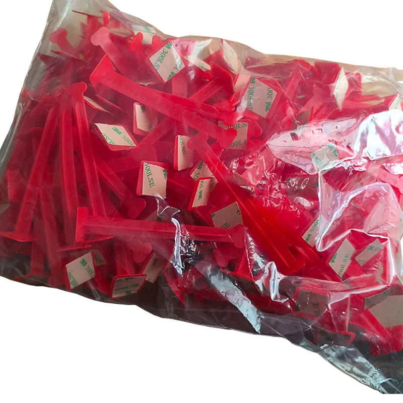 10mm Red Self-Adhesive Leveling Pins - Concrete & Epoxy Floor Level Pegs, Height Markers for Self-Leveling Construction, 100