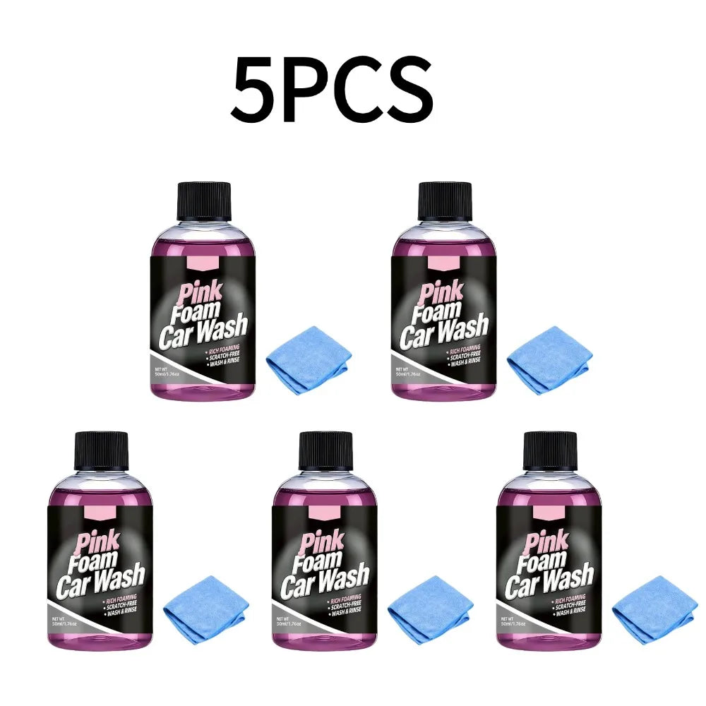 50ml Foam Car Wash Liquid Active Snow Shampoo Rich Foaming Soap Scratch Free Deep Clean with Microfiber Towel Automobile 1/5PCS
