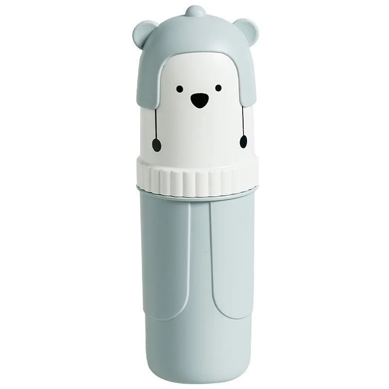 1PC Cartoon Bear Travel Portable Toothbrush Cup Cute Toothpaste Holder Box Storage Case Box Organizer Travel Toiletries Bathroom