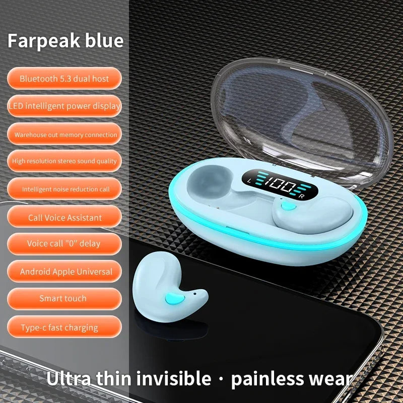 NEW Invisible Sleep Wireless Earphones IPX5 Waterproof Headphones Mini Sport Game Bluetooth Stereo HIFI Music Headset Earbuds