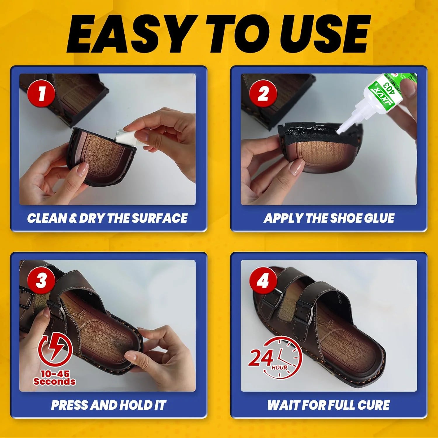 Shoe glue, sole repair, heavy-duty superglue, multipurpose instant cyanoacrylate adhesive, hose, quick-drying and waterproof, for leather shoes, sneakers, heels, and bags.