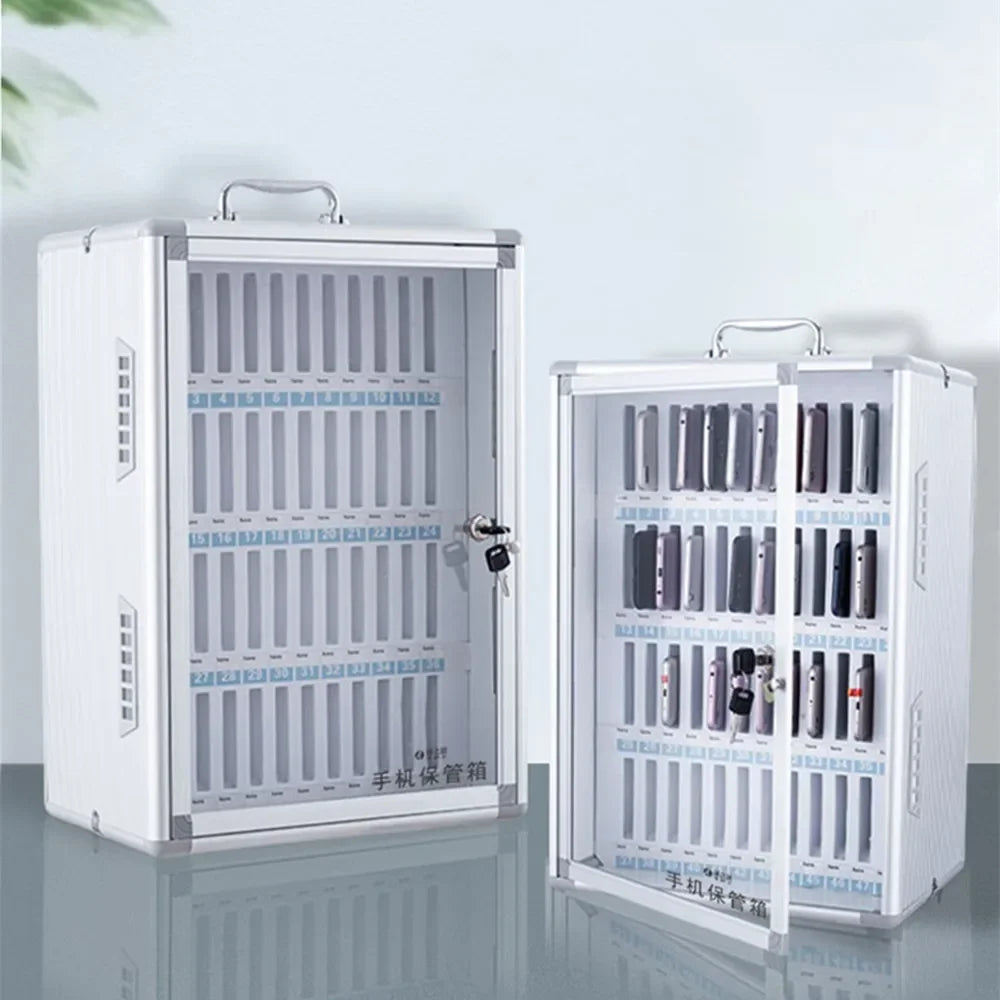 Portable Suitcase Mobile Phone Custody Safe Deposit Box Wall Mounted Smartphone Storage Aluminum Alloy Cabinet Locker with Lock