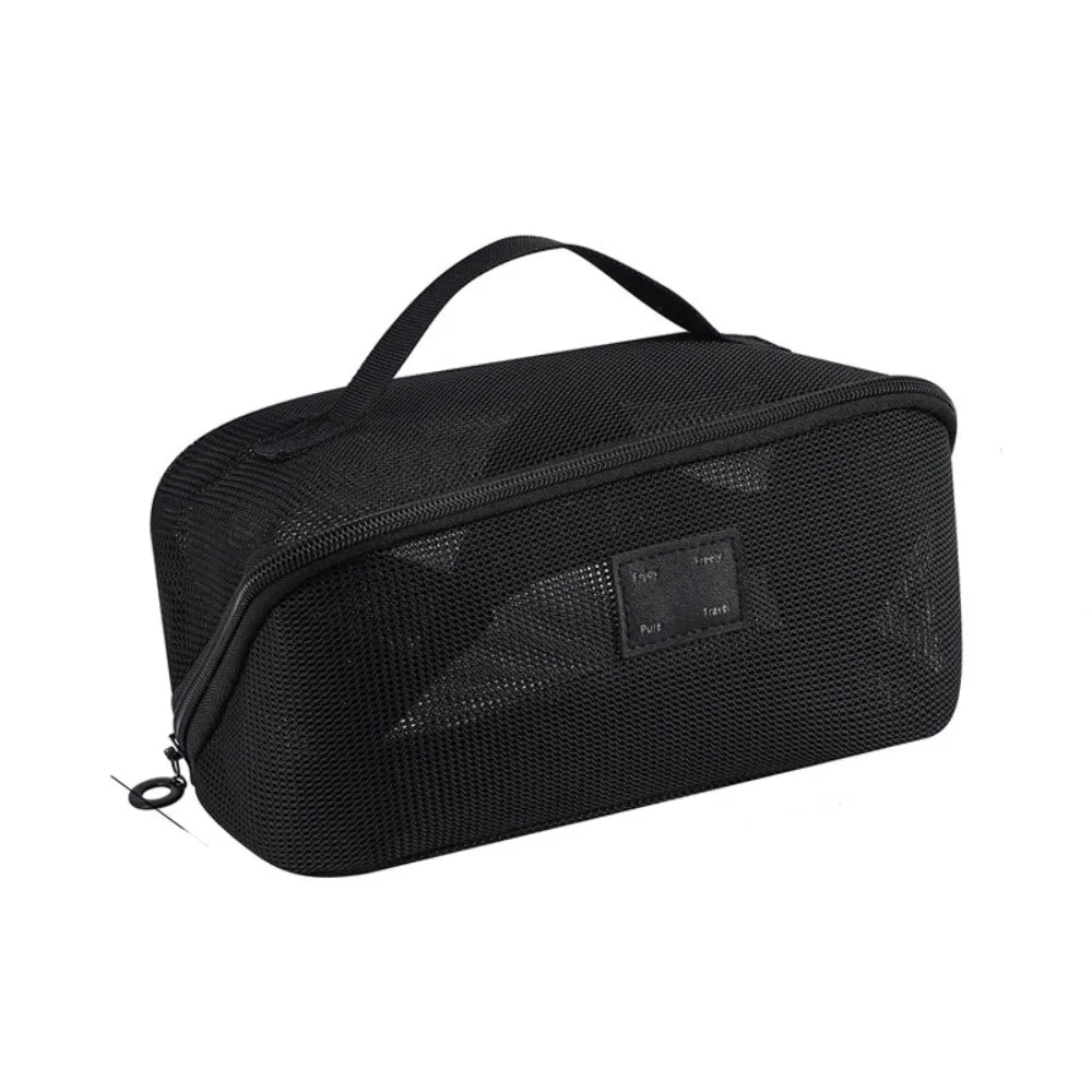 Portable Mesh Handheld Makeup Bag Lightweight Zipper Transparent Mesh Cosmetic Bag Square Large Capacity Cosmetic Cases