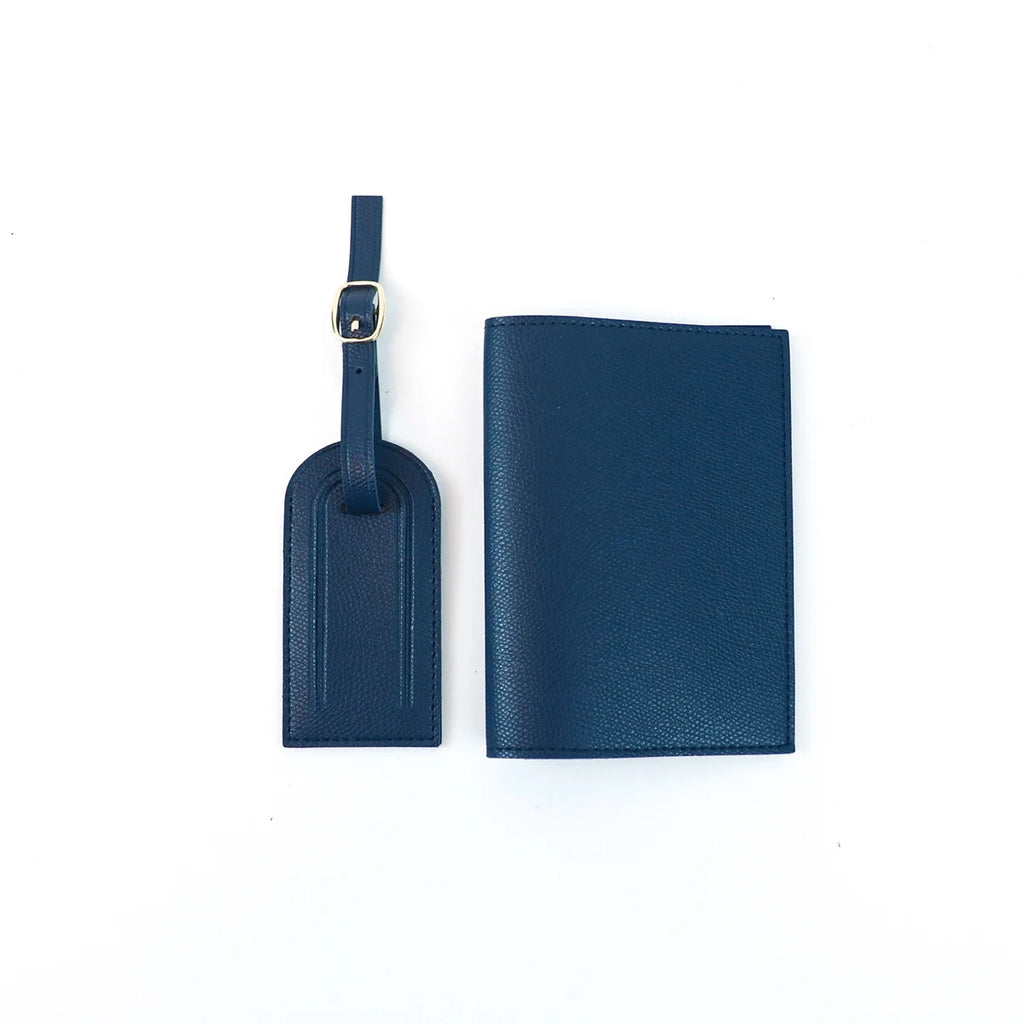 Customized letter pu leather anti-loss luggage tag + two-piece set for travel document and passport holders