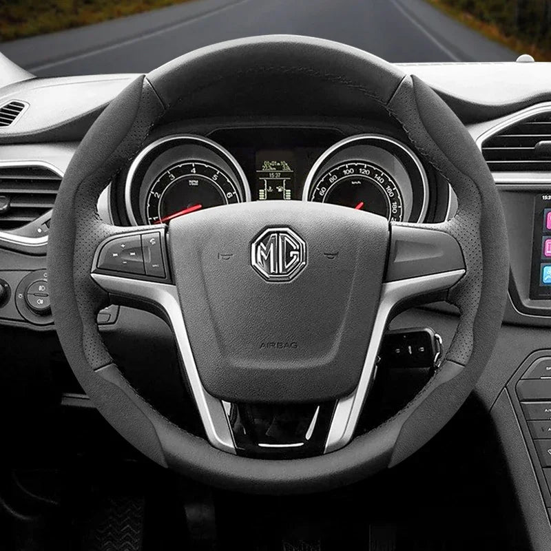 Suitable for Mg Non-Slip Buckle Segmented Suede Steering Wheel Cover Suitable for Zs Mg3 Hybrid Luxury 2025 One Mg4 Mulan Hs 5 6