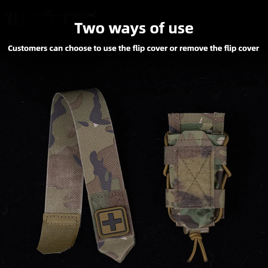 Molle Tourniquet Holder IFAK TQ Holder Tactical Medical Pouch Holster First Aid Kit Cross Patch/Bungee Cord With Tourniquet