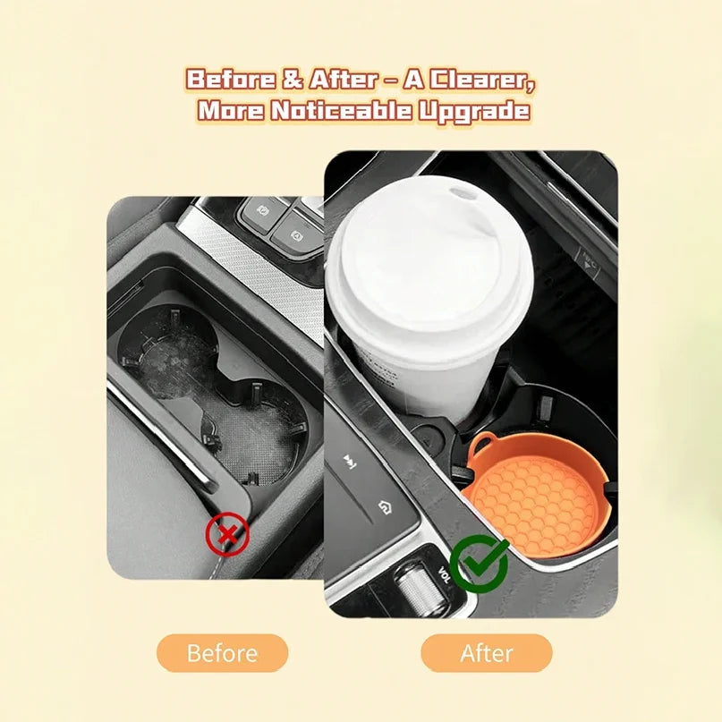 2Pcs Silicone Car Coasters - Non-Slip Heat-Resistant Design for Car Durable Eco-Friendly Spill-Proof Fits Most Cup Holders