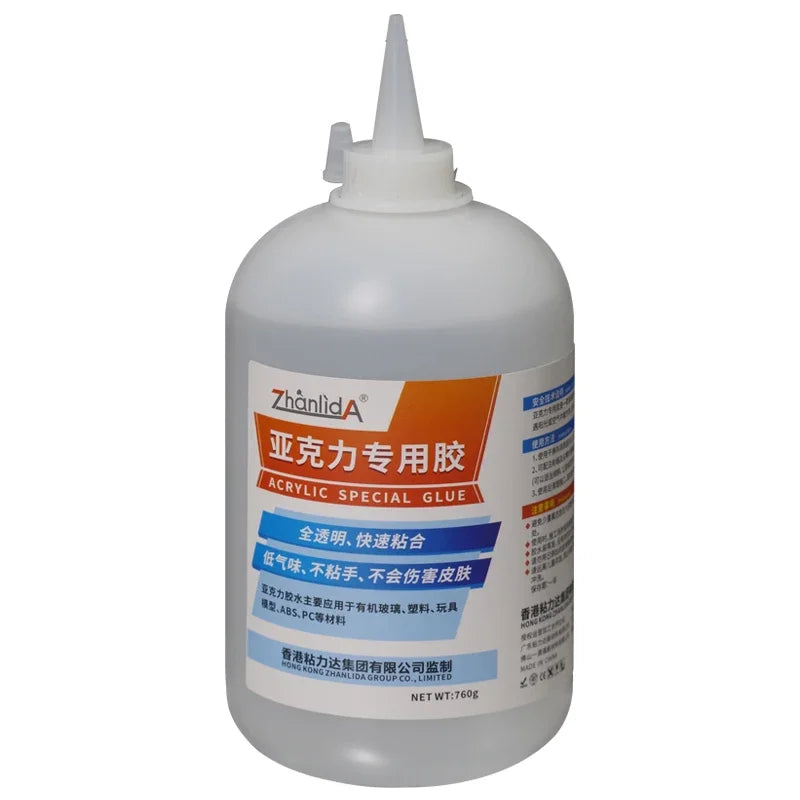 Zhanlida Acrylic Specific Glue Transparent Liquid Adhesive Bonding ABS PC Board Crystal PMAA Glass Strong Traceless Quick Drying