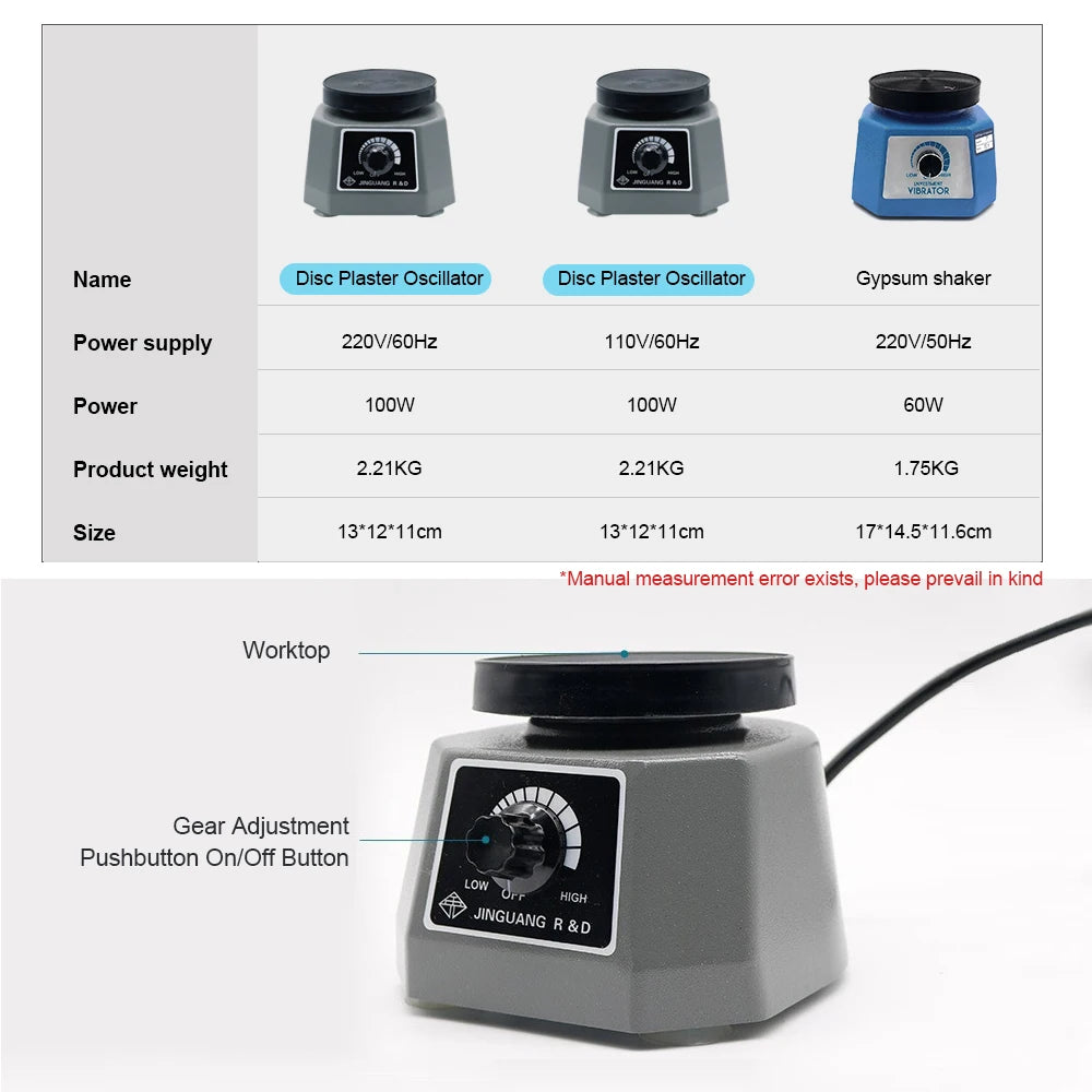 110V/220V Dental Vibrating Plate Vibrating Table High Power Dental Vibrator 4" Round Plaster Oscillator Non-Slip Lab Vibrator