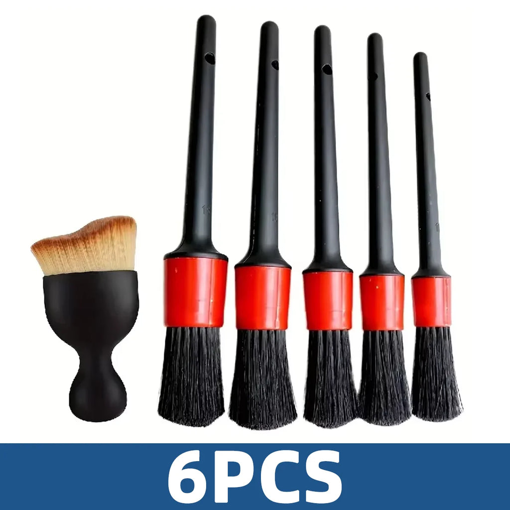 6pcs Cleaning Brush Set Multifunctional Detail Brush Air Conditioning Vent Cleaning Tool Car Interior Detail Cleaning Brush Set