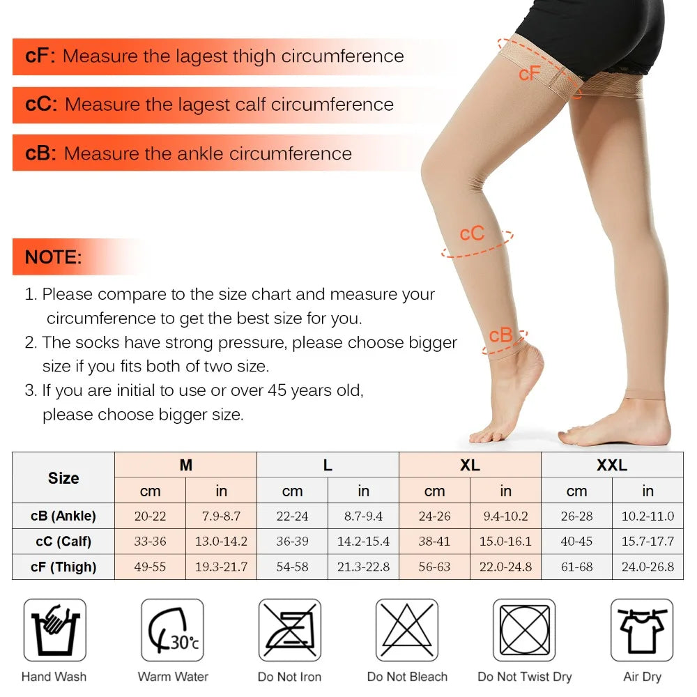 Sport Socks 23-32mmHg Compression Stockings Toeless Footless Thigh High Socks Varicose Vein Socks Flight Travel
