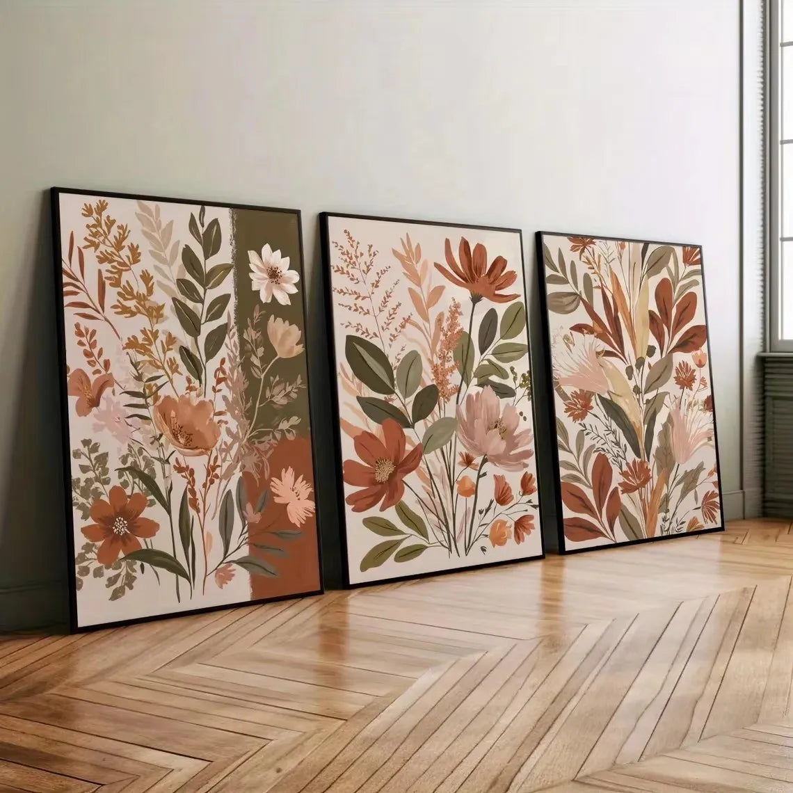 Bohemian Abstract Floral Canvas Printing Spring Wildflower Plant Wall Art Posters for Modern Living Room Bedroom Home Decor